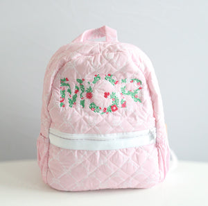 PINK BOWS QUILTED BACKPACK