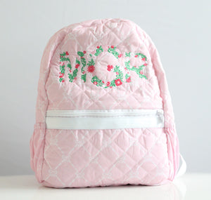 PINK BOWS QUILTED BACKPACK