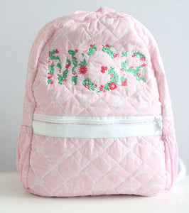 PINK BOWS QUILTED BACKPACK