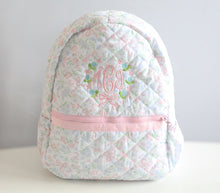 Load image into Gallery viewer, PASTEL FLORAL &amp; BOWS QUILTED BACKPACK