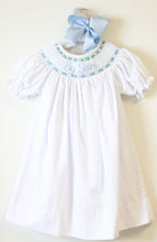 Load image into Gallery viewer, BLUE BIG SISTER SMOCKED BISHOP DRESS