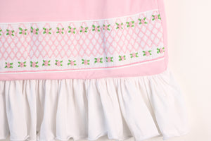 PINK ROSETTE SMOCKED PILLOWCASE