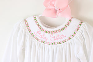 SMOCKED BABY SISTER GOWN