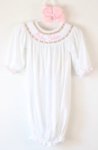 SMOCKED BABY SISTER GOWN