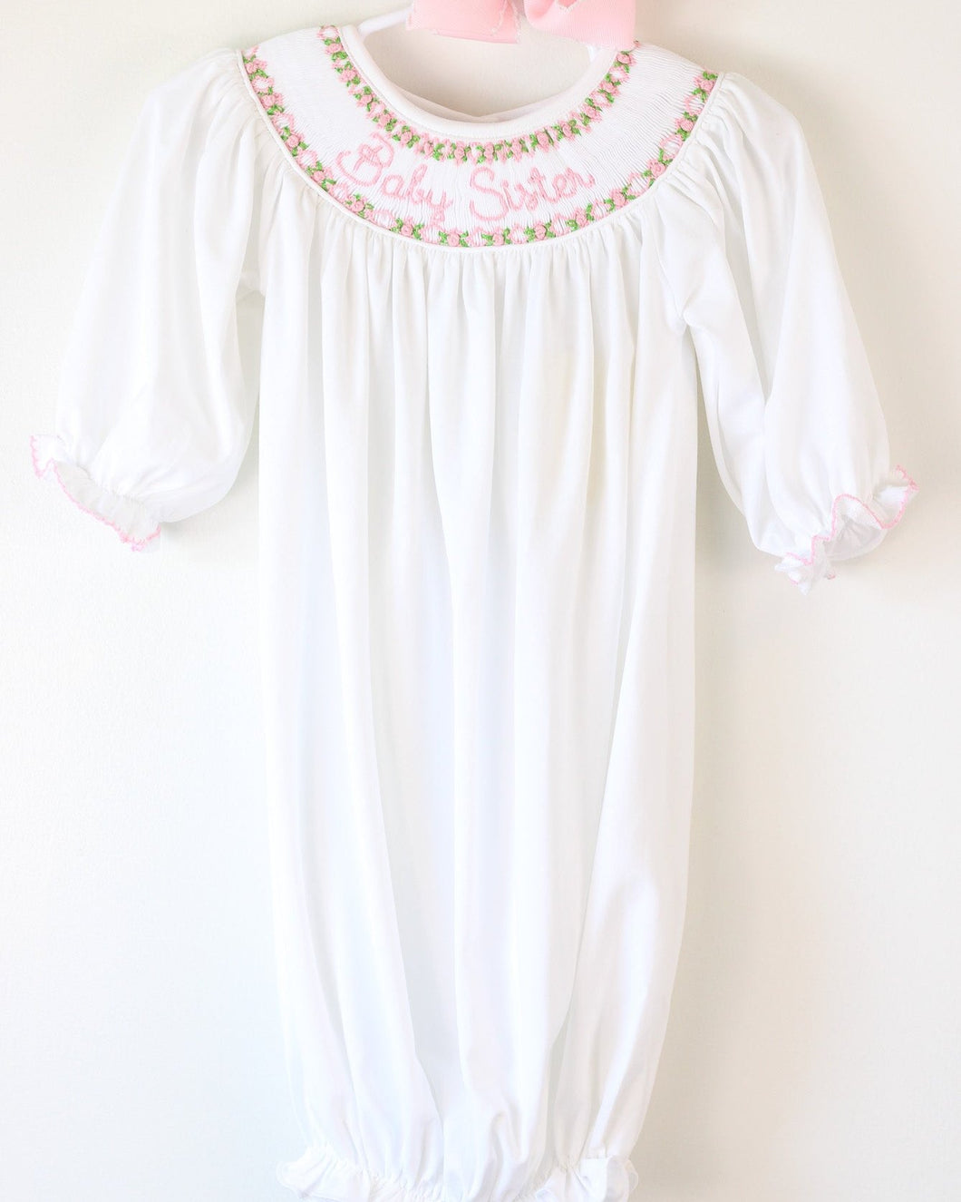 SMOCKED BABY SISTER GOWN