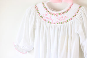 SMOCKED BABY SISTER GOWN