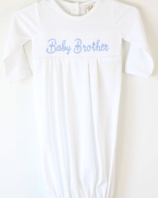 SMOCKED BABY BROTHER GOWN