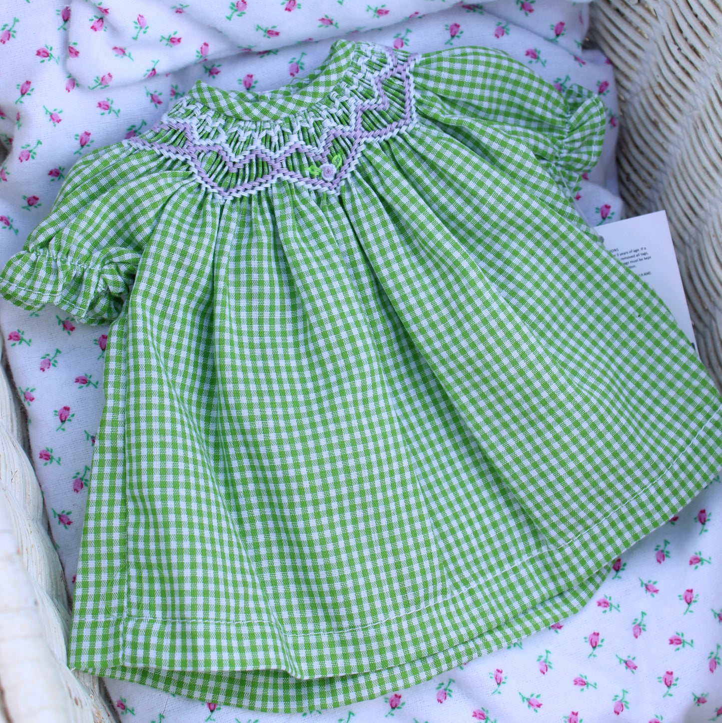 Rosalina Green Gingham 10" Doll Bishop Dress