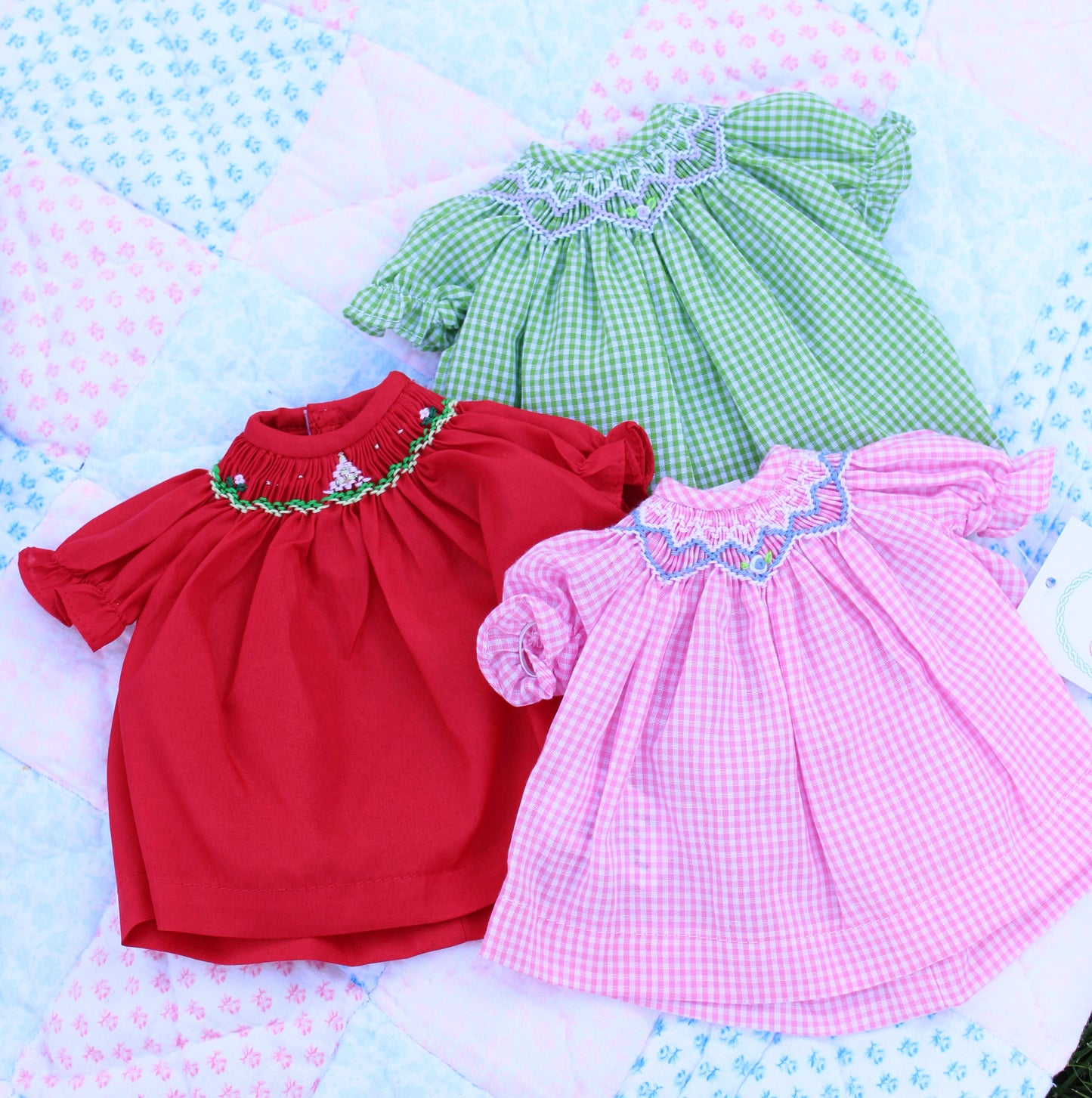 Rosalina Green Gingham 10" Doll Bishop Dress
