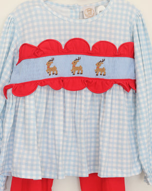 GIRLS SMOCKED REINDEER LEGGING SET