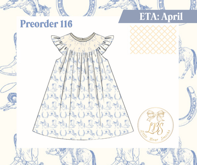 PO116 SMOCKED COWBOY TOILE DRESS