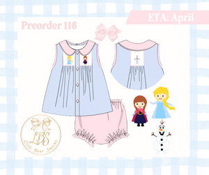 PO116 SMOCKED ICE FRIENDS DIAPER SET