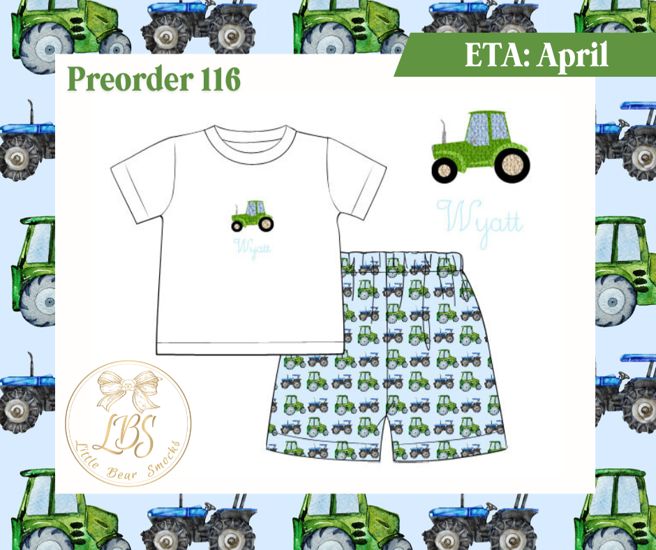 PO116 FRENCH KNOT TRACTORS SHORT SET