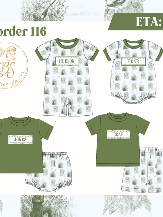 PO116 HUNTING TOILE NAME SMOCKS