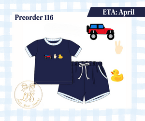 PO116 BOYS FRENCH KNOT JEEP DUCKIES SHORT SET