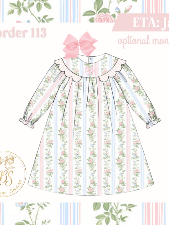 PO113 GLORY FLORAL SCALLOP COLLAR DRESS