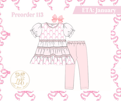 PO113 PINK BOWS TRELLIS LEGGING SET