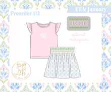 Load image into Gallery viewer, PO113 SMOCKED MAMIE MEDALLION SKORT SET