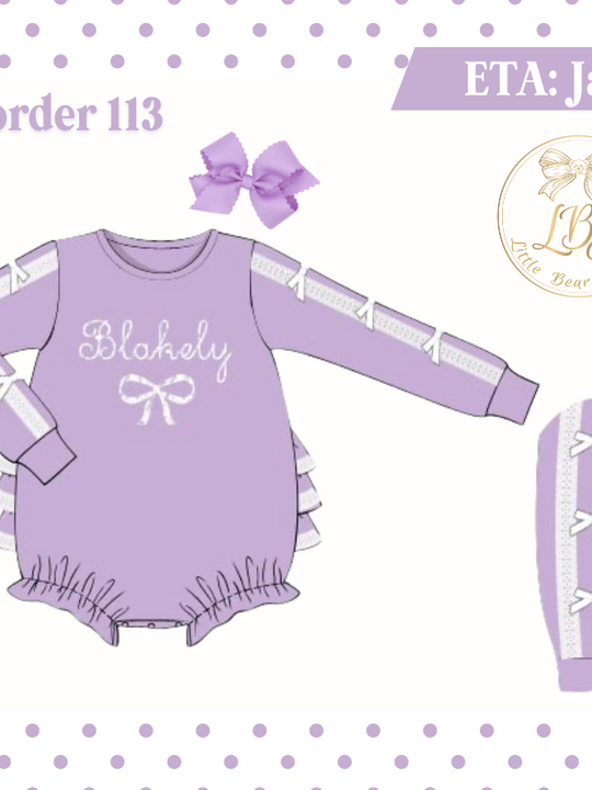 PO113 LAVENDER BOW SLEEVE BUBBLE