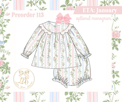 PO113 GLORAL FLORAL SCALLOP COLLAR DIAPER SET