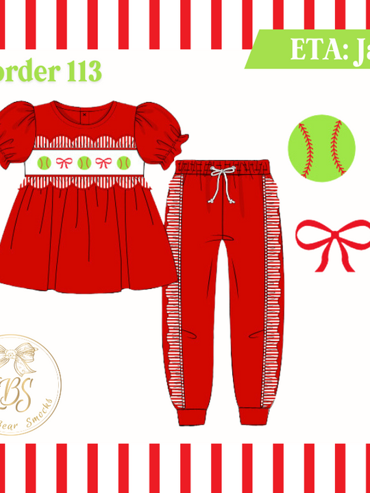 PO113 SMOCKED SOFTBALL JOGGER SET