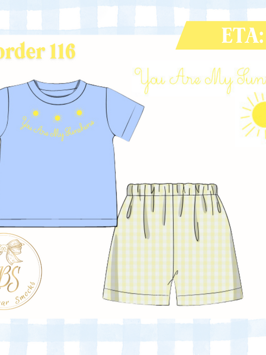 PO116 BOYS YOU ARE MY SUNSHINE SHORT SET