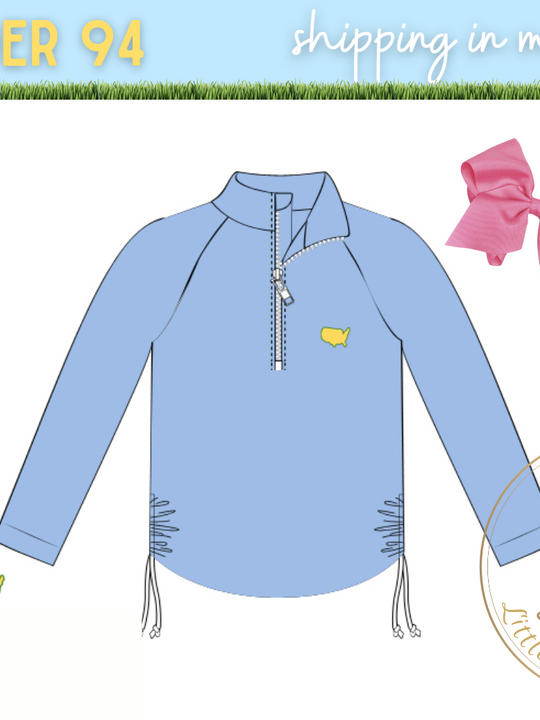 PO94 GIRLS BOGEY BLUE 1/4 ZIP PULLOVER with side ties