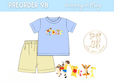 PO98 BOYS WINNIE THE POOH EMBROIDERED SHORT SET