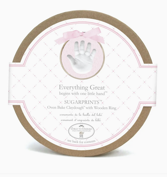 Pink Glitter Claydough Hand Print