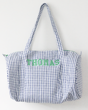 Load image into Gallery viewer, NAVY WINDOWPANE &amp; GREEN QUILTED DUFFEL