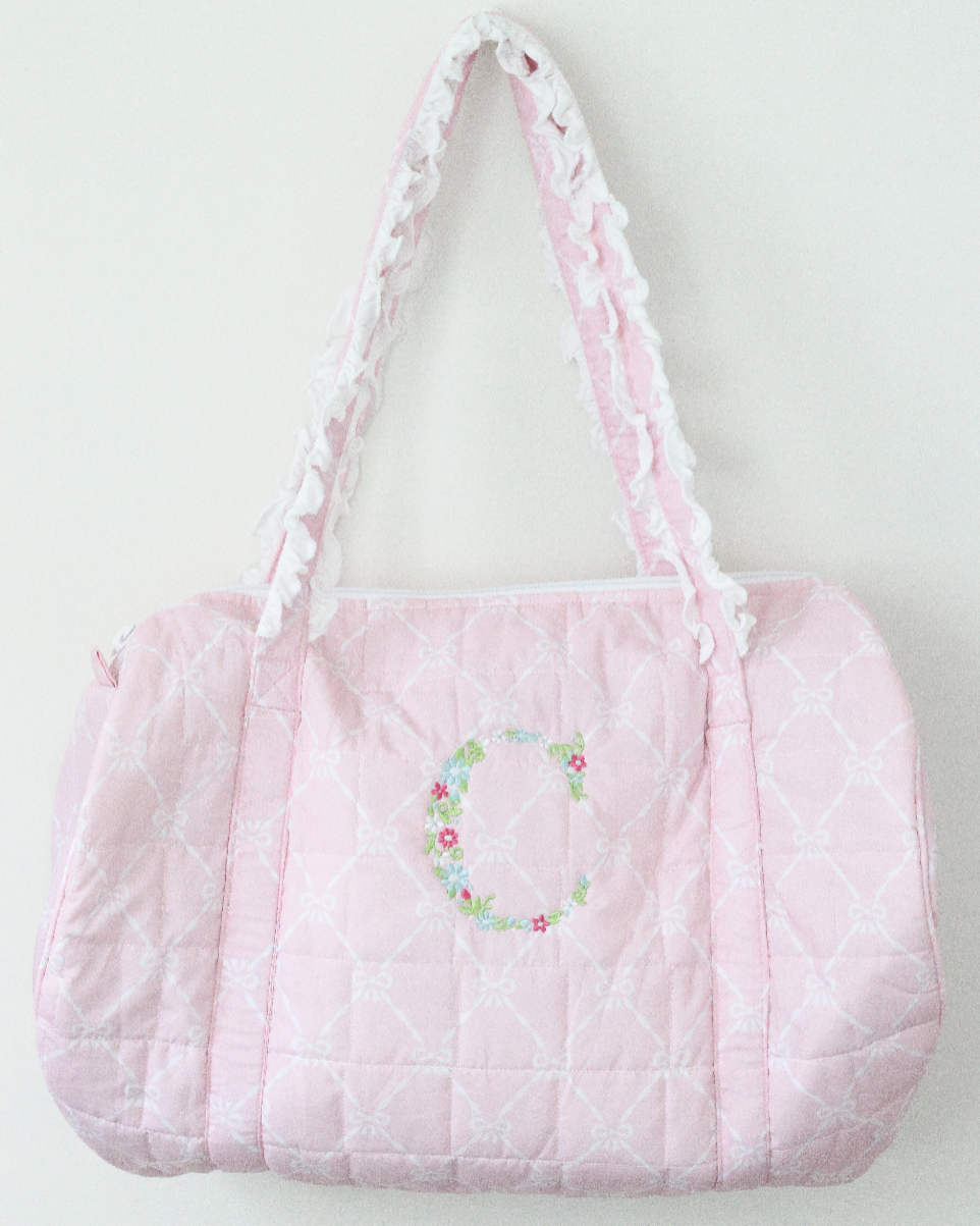 PINK BOWS QUILTED DUFFEL