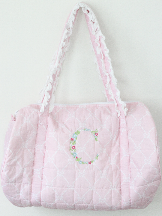 PINK BOWS QUILTED DUFFEL