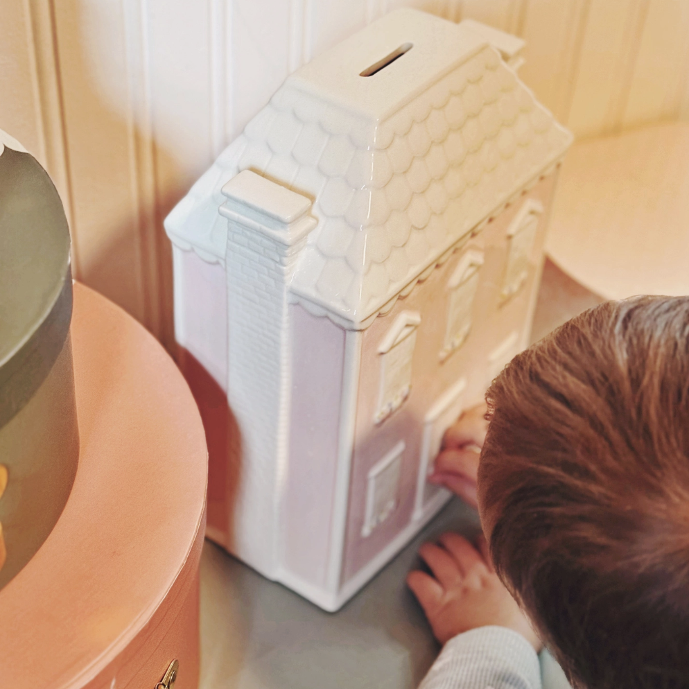 Pink Doll House Ceramic Piggy Bank