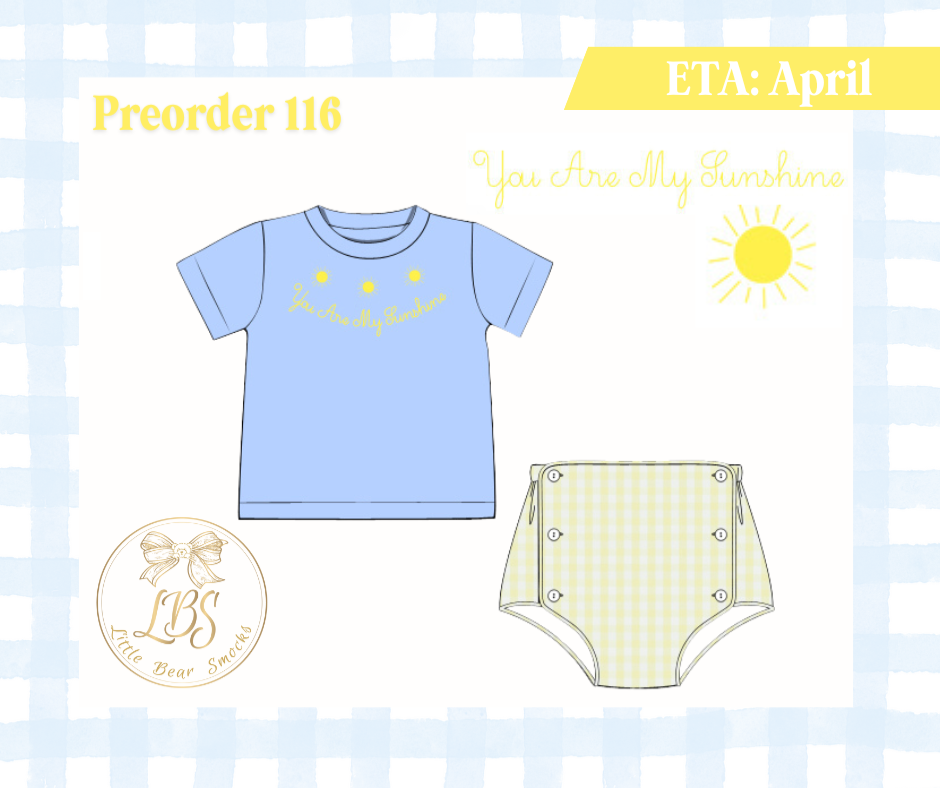 PO116 BOYS YOU ARE MY SUNSHINE DIAPER SET