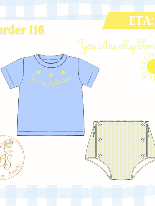 PO116 BOYS YOU ARE MY SUNSHINE DIAPER SET