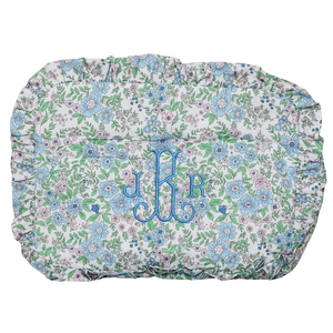 WESLIE FLORAL LARGE RUFFLE ZIPPERED POUCH