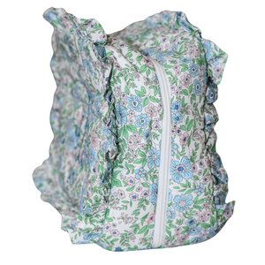 WESLIE FLORAL LARGE RUFFLE ZIPPERED POUCH