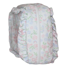 Load image into Gallery viewer, PASTEL FLORAL &amp; BOWS LARGE RUFFLE ZIPPERED POUCH