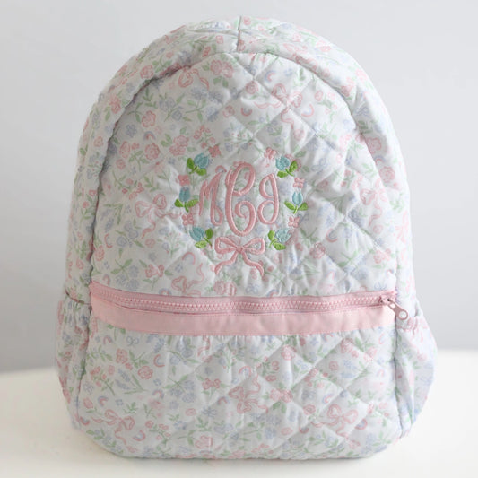 PASTEL FLORAL & BOWS QUILTED BACKPACK