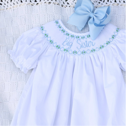 Blue Big Sister Smocked Bishop Dress 5T Blue Big Sister Smocked Bishop Dress 5T