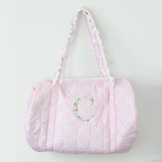 PINK BOWS QUILTED DUFFEL