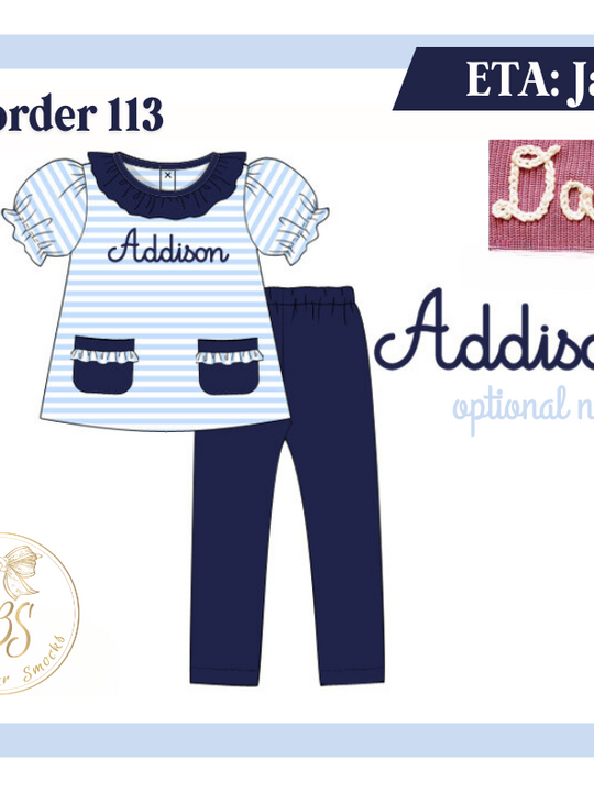 PO113 BLUE STRIPES & NAVY LEGGING SET