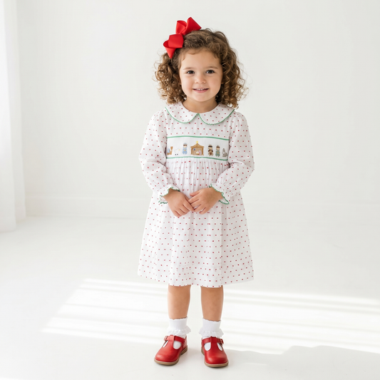 Girls Swiss Dot Smocked Nativity Dress