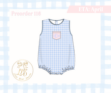 Load image into Gallery viewer, PO116 BOYS BLUE GINGHAM &amp; PINK BUBBLE