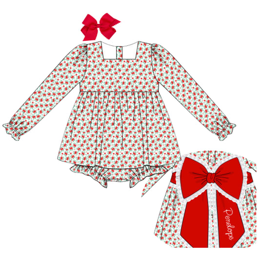 MERRY FLORAL BOW BACK SKIRTED BUBBLE