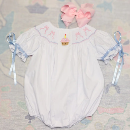 BIRTHDAY BOWS SMOCKED BUBBLE