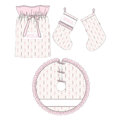 Pink Nutcrackers Name Smocked Quilted Christmas Collection