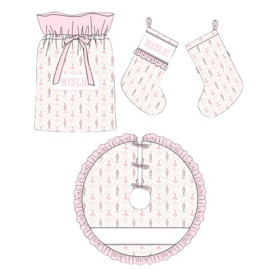 Pink Nutcrackers Name Smocked Quilted Christmas Collection