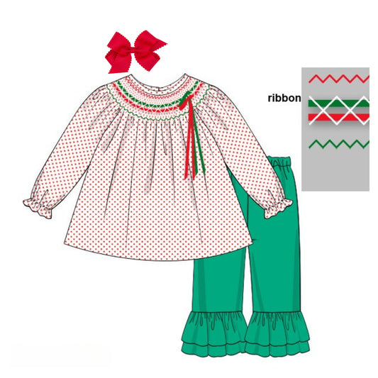 BITTY DOT RIBBON PANT SET