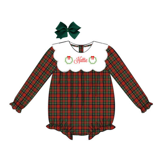 GIRLS CLASSIC CHRISTMAS PLAID BIB COLLAR BUBBLE